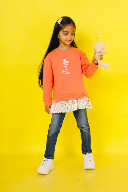 Kids Wear Sweat shirt Fleece 100% cotton with embroidery and attached skirt for wholesale only . 
Premium design of kids sweatshirt 
Kids wear , imported designs, korean design. 
Sweat shirt with skirt attached for girls 